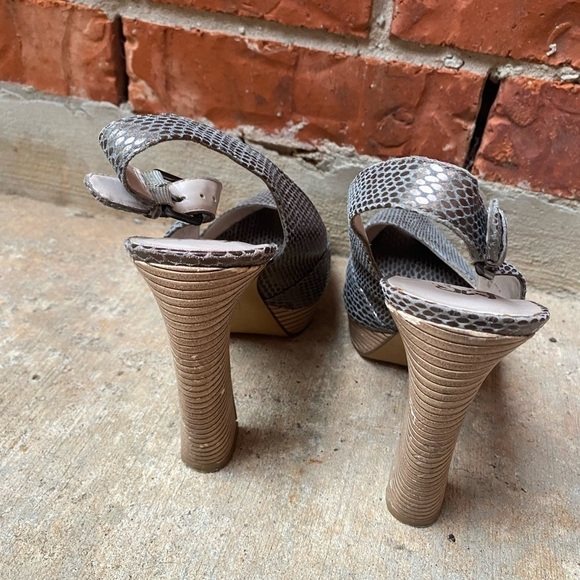 MRKT. Womens 9 Metallic Peeptoe Slingback Chunky Heels - Picture 6 of 12